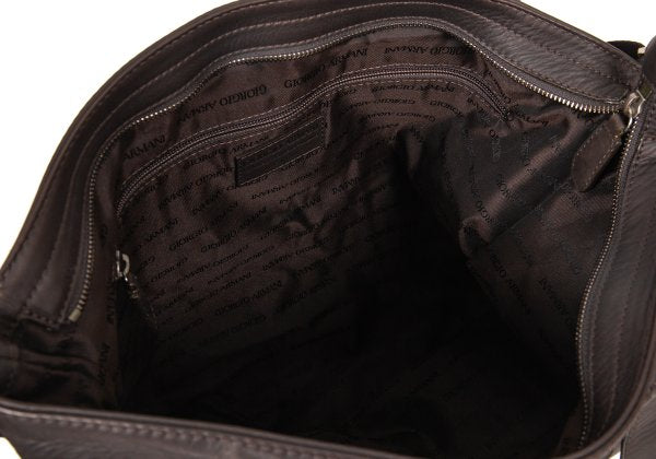 GIORGIO ARMANI Leather 2-Way Shoulder Bag Brown