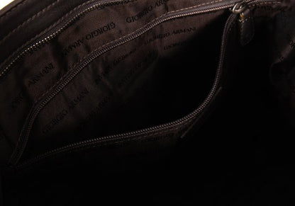GIORGIO ARMANI Leather 2-Way Shoulder Bag Brown