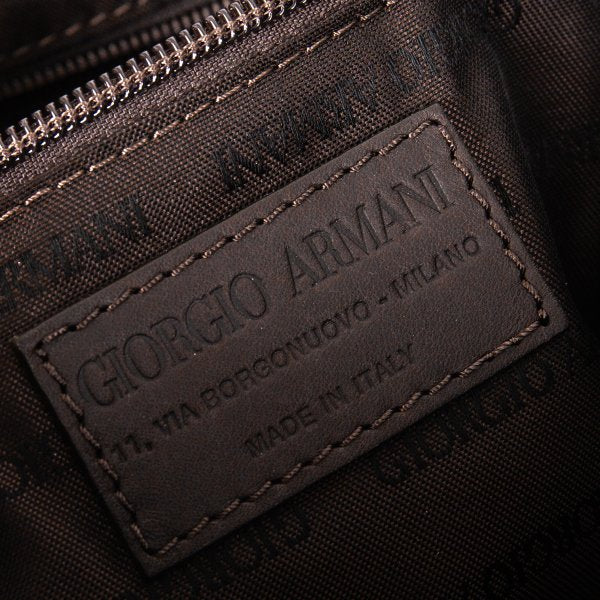 GIORGIO ARMANI Leather 2-Way Shoulder Bag Brown
