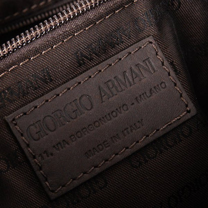 GIORGIO ARMANI Leather 2-Way Shoulder Bag Brown