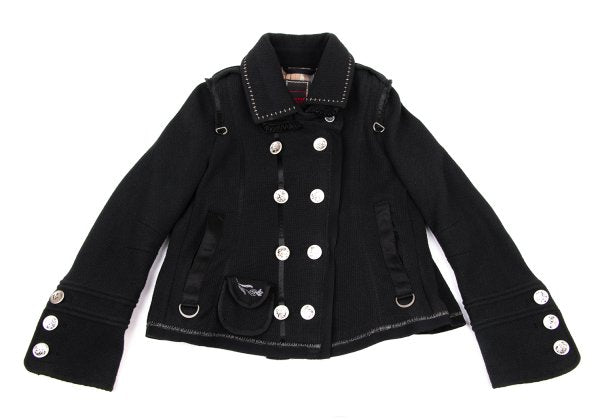MARITHE Wool Blend Double Collar Metal Jacket Black Size S