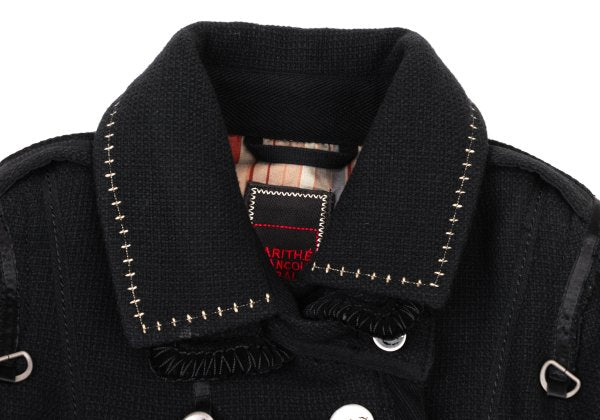MARITHE Wool Blend Double Collar Metal Jacket Black Size S