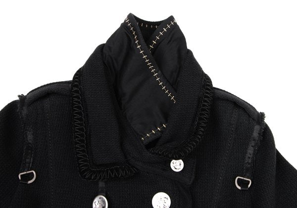 MARITHE Wool Blend Double Collar Metal Jacket Black Size S