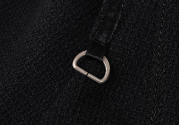 MARITHE Wool Blend Double Collar Metal Jacket Black Size S