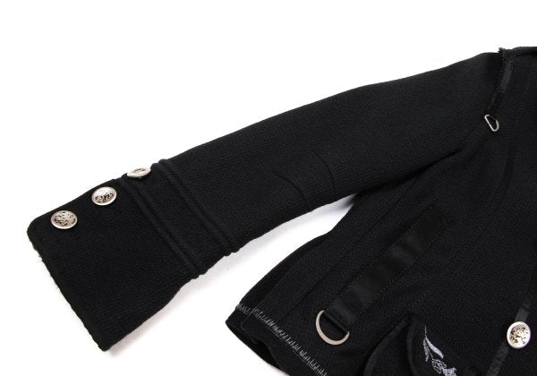 MARITHE Wool Blend Double Collar Metal Jacket Black Size S