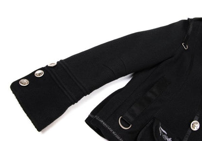 MARITHE Wool Blend Double Collar Metal Jacket Black Size S