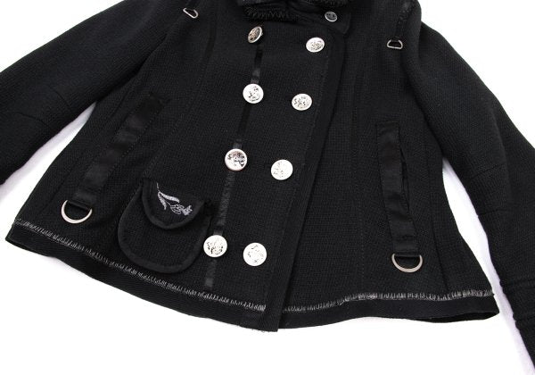 MARITHE Wool Blend Double Collar Metal Jacket Black Size S