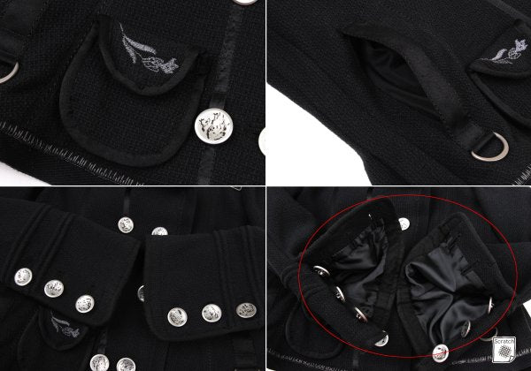 MARITHE Wool Blend Double Collar Metal Jacket Black Size S