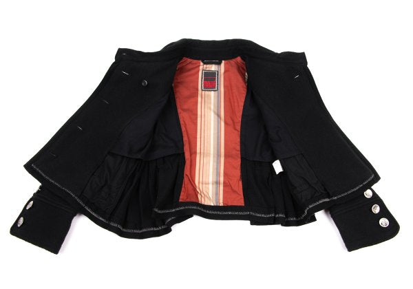 MARITHE Wool Blend Double Collar Metal Jacket Black Size S