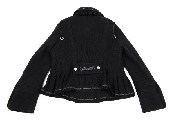 MARITHE Wool Blend Double Collar Metal Jacket Black Size S