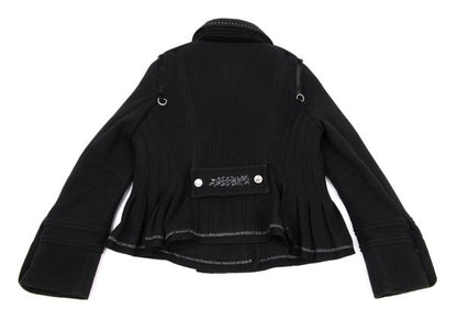 MARITHE Wool Blend Double Collar Metal Jacket Black Size S