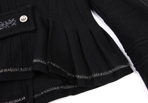 MARITHE Wool Blend Double Collar Metal Jacket Black Size S