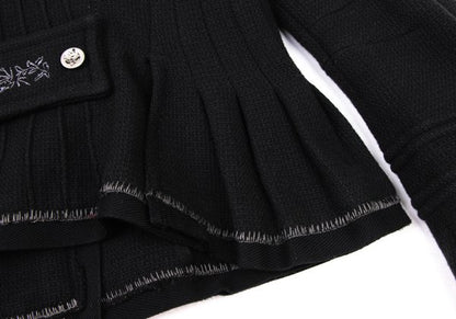 MARITHE Wool Blend Double Collar Metal Jacket Black Size S