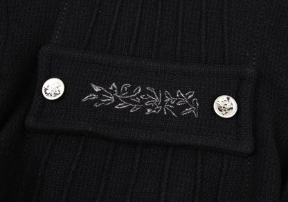 MARITHE Wool Blend Double Collar Metal Jacket Black Size S