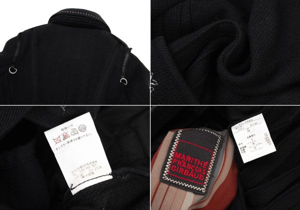 MARITHE Wool Blend Double Collar Metal Jacket Black Size S