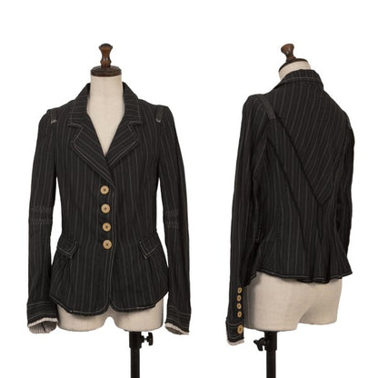 MARITHE Pinstripe Elbow Stitch Jacket Black Size S