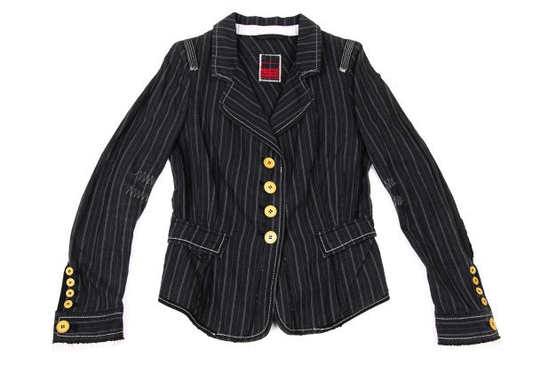 MARITHE Pinstripe Elbow Stitch Jacket Black Size S