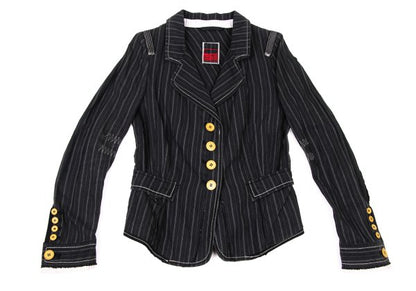 MARITHE Pinstripe Elbow Stitch Jacket Black Size S