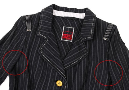 MARITHE Pinstripe Elbow Stitch Jacket Black Size S