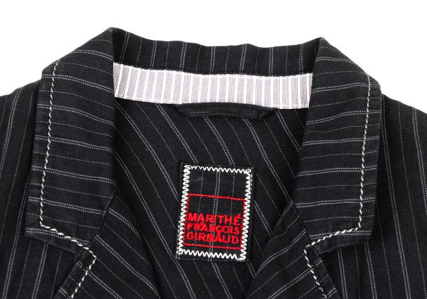 MARITHE Pinstripe Elbow Stitch Jacket Black Size S