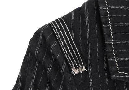 MARITHE Pinstripe Elbow Stitch Jacket Black Size S