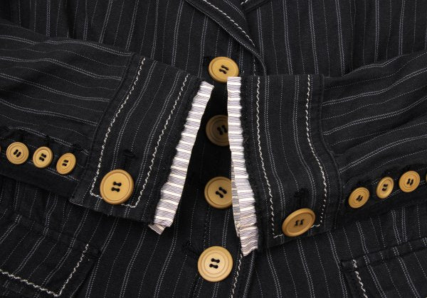 MARITHE Pinstripe Elbow Stitch Jacket Black Size S
