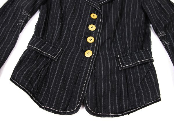 MARITHE Pinstripe Elbow Stitch Jacket Black Size S