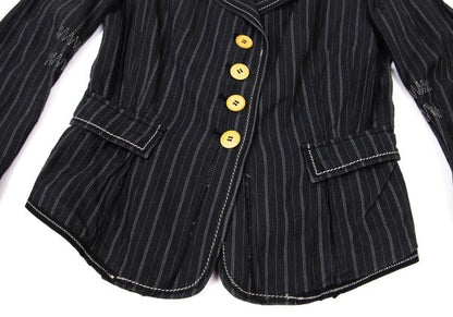 MARITHE Pinstripe Elbow Stitch Jacket Black Size S