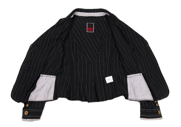MARITHE Pinstripe Elbow Stitch Jacket Black Size S