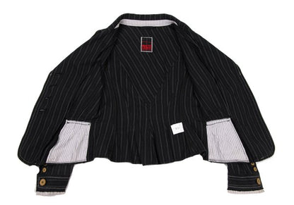 MARITHE Pinstripe Elbow Stitch Jacket Black Size S