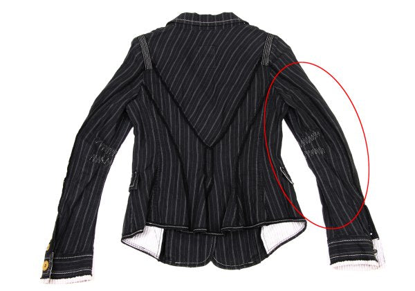 MARITHE Pinstripe Elbow Stitch Jacket Black Size S