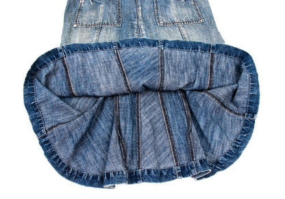 MARITHE Cotton Linen Blend Flare Denim Skirt Indigo Size S
