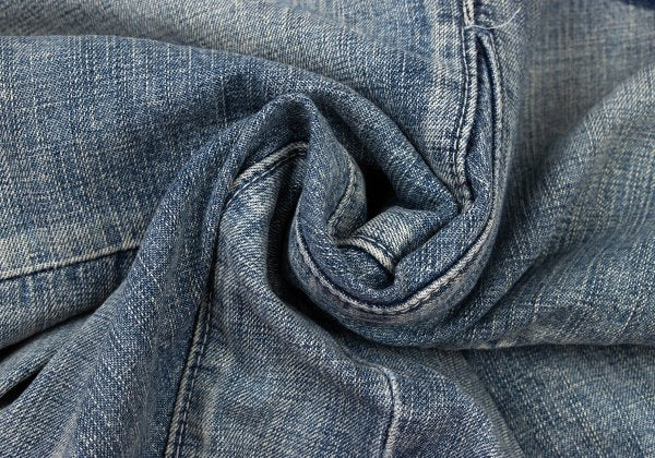 MARITHE Cotton Linen Blend Flare Denim Skirt Indigo Size S