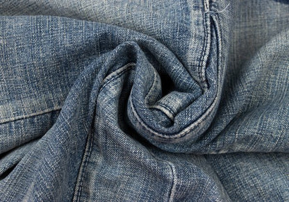 MARITHE Cotton Linen Blend Flare Denim Skirt Indigo Size S