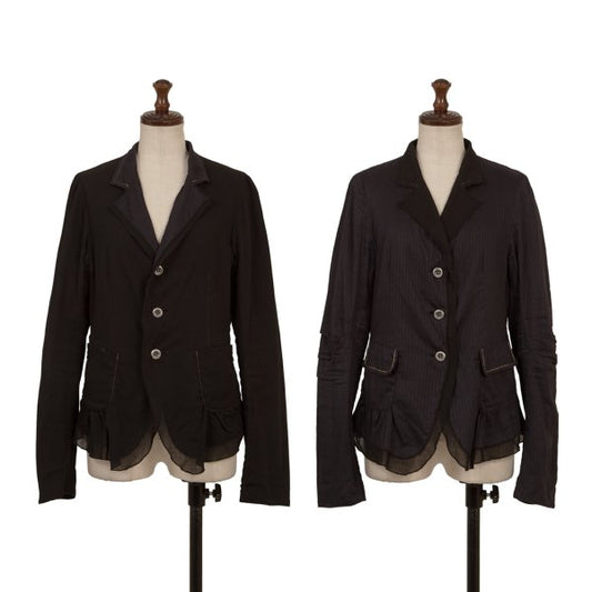 MARITHE Shadow Stripe Reversible Jacket Black Navy Size M