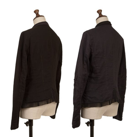 MARITHE Shadow Stripe Reversible Jacket Black Navy Size M