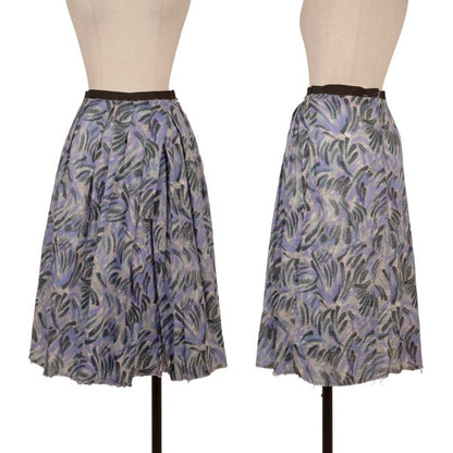 MARNI Graphic Print Cotton Tuck Skirt Blue Size 38
