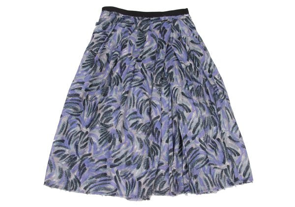 MARNI Graphic Print Cotton Tuck Skirt Blue Size 38