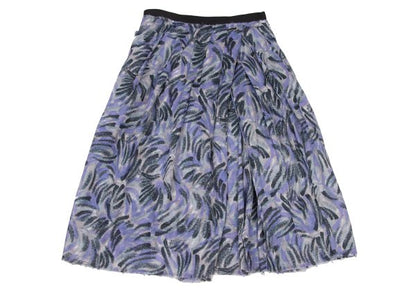 MARNI Graphic Print Cotton Tuck Skirt Blue Size 38