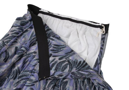MARNI Graphic Print Cotton Tuck Skirt Blue Size 38