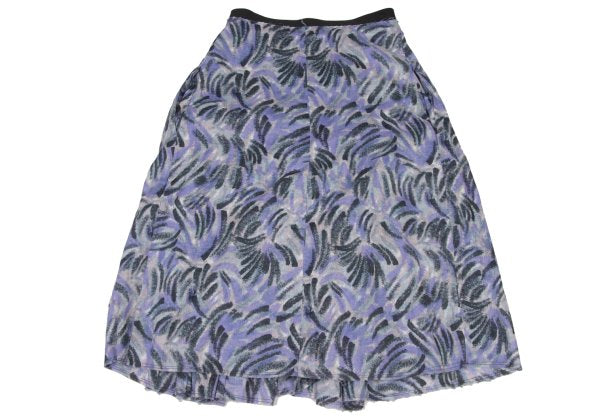 MARNI Graphic Print Cotton Tuck Skirt Blue Size 38