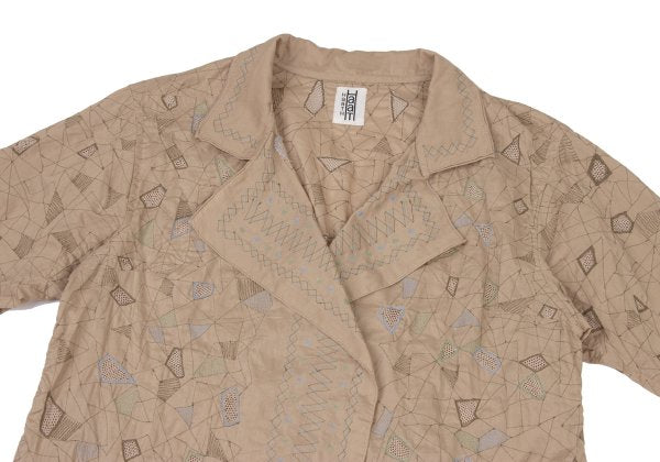 ISSEY MIYAKE HaaT Geometric Embroidered Shirt Jacket Size 2