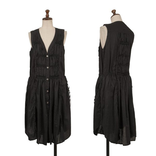 FRAPBOIS Cotton Raw Edge Gathered Patch Dress Black Size 1