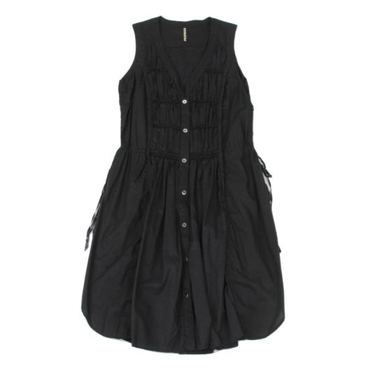FRAPBOIS Cotton Raw Edge Gathered Patch Dress Black Size 1