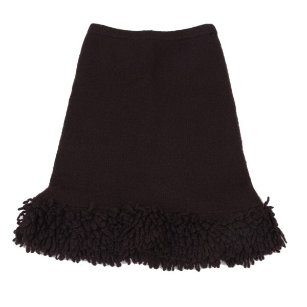 TSUMORI CHISATO Wool Hem Fringe Knit Skirt Brown Size M
