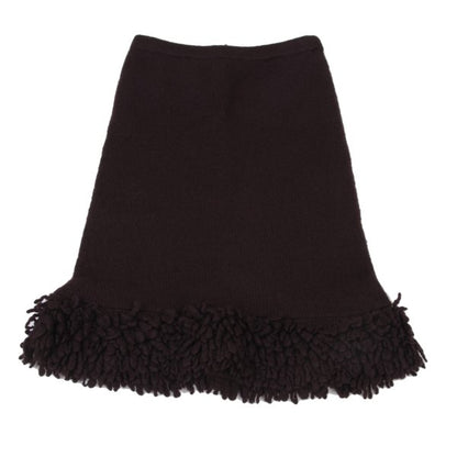 TSUMORI CHISATO Wool Hem Fringe Knit Skirt Brown Size M