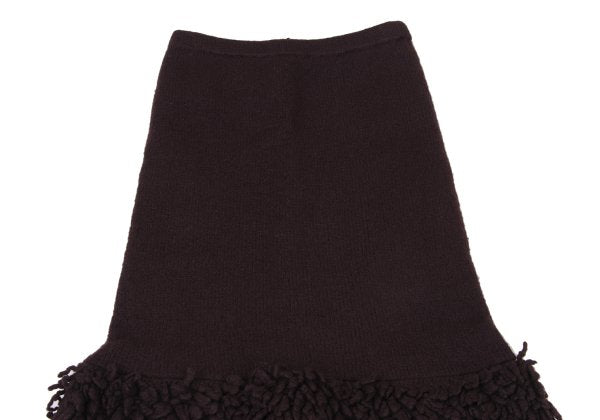 TSUMORI CHISATO Wool Hem Fringe Knit Skirt Brown Size M