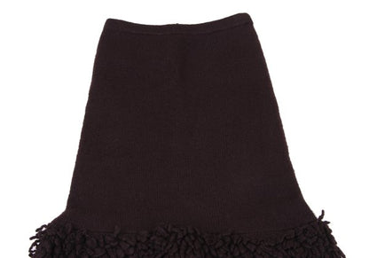 TSUMORI CHISATO Wool Hem Fringe Knit Skirt Brown Size M