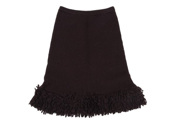 TSUMORI CHISATO Wool Hem Fringe Knit Skirt Brown Size M