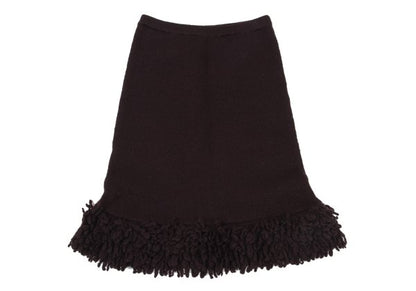 TSUMORI CHISATO Wool Hem Fringe Knit Skirt Brown Size M